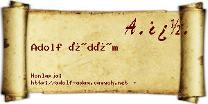 Adolf Ádám névjegykártya